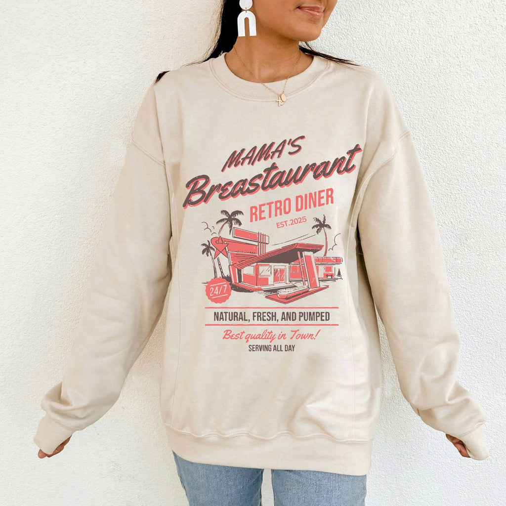 Mama's Breastaurant Feeding-Friendly Retro Sweatshirt