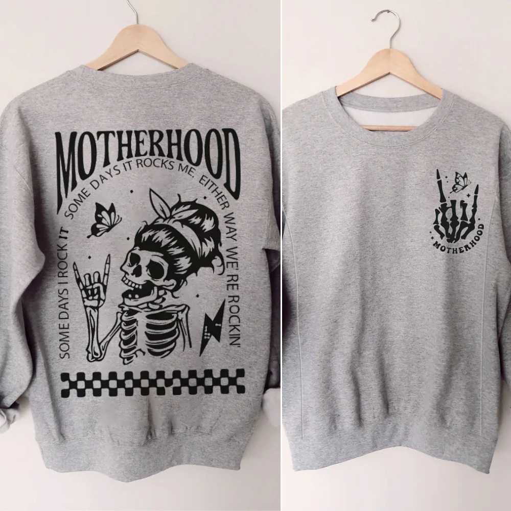 Motherhood Sometimes I Rock It Sometimes It Rocks Me Feeding-Friendly Sweatshirt