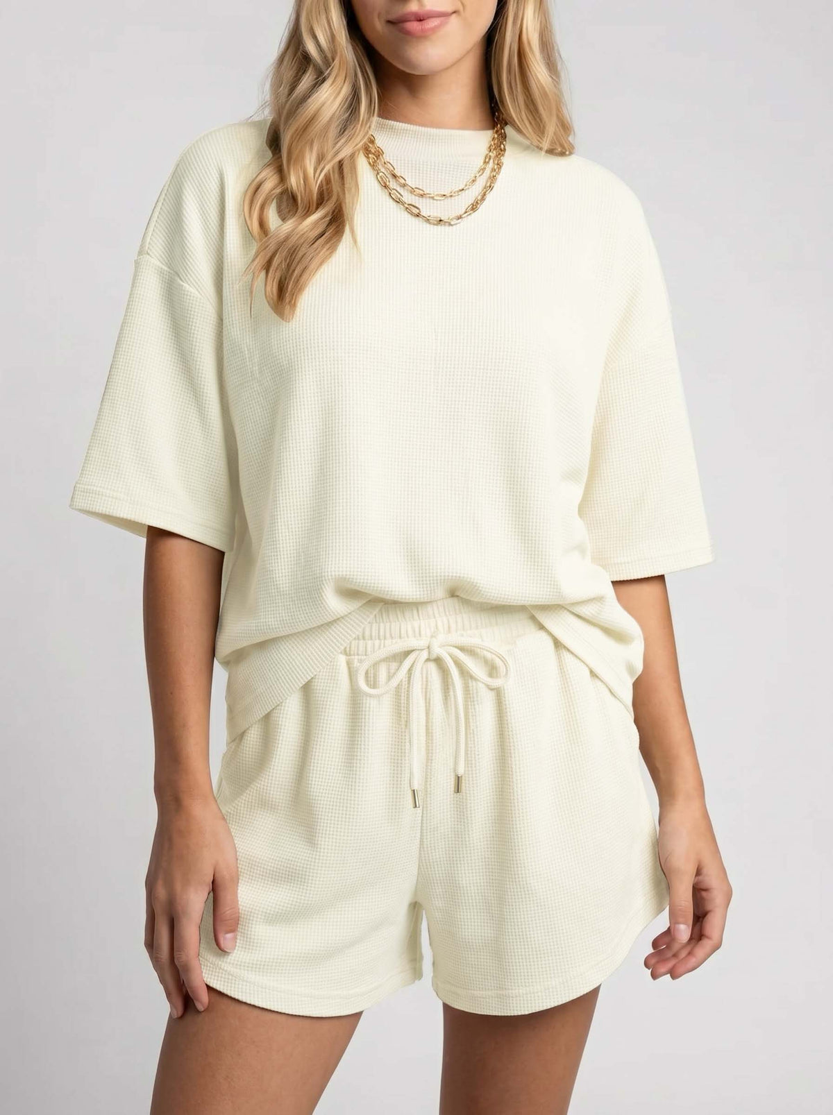 Oversized Waffle Knit Zip Feeding-Friendly Lounge Set