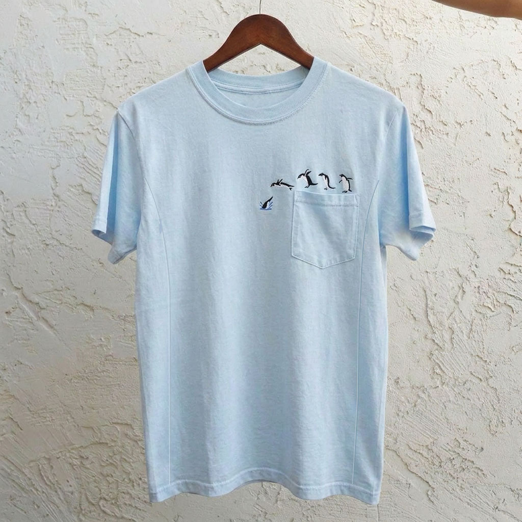 Embroidered Penguin Pocket Feeding-Friendly T-Shirt