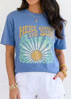 Retro 70s Sun Graphic Feeding-Friendly T-Shirt