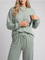 Longline Waffle Knit Feeding-Friendly Lounge Set