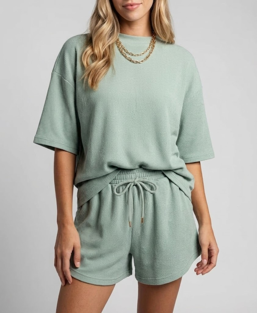 Oversized Waffle Knit Zip Feeding-Friendly Lounge Set