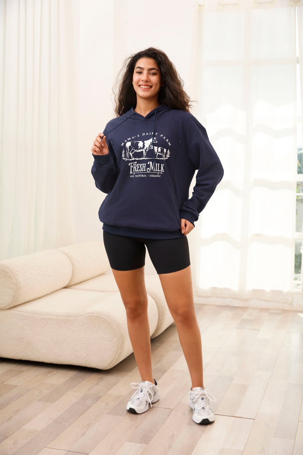Mama’s Dairy Farm Fleece Feeding-Friendly Hoodie with Hidden Zippers