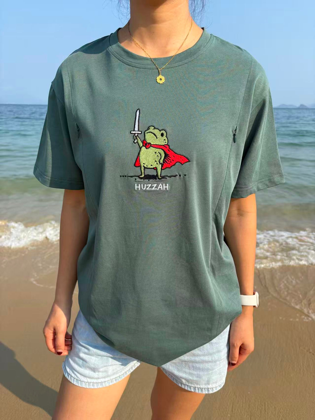 Huzzah Frog with Sword Feeding-Friendly T-Shirt