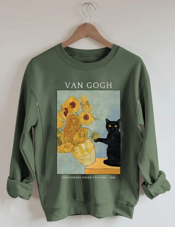 Van Gogh Cat Feeding-Friendly Sweatshirt
