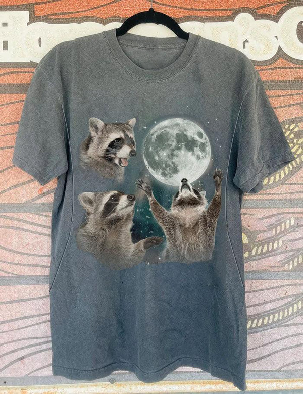 Racoons howling at the Moon Feeding-Friendly T-Shirt
