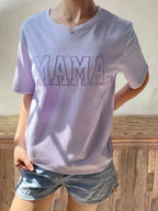 Lavender MAMA Embroidered Feeding-Friendly T-Shirt