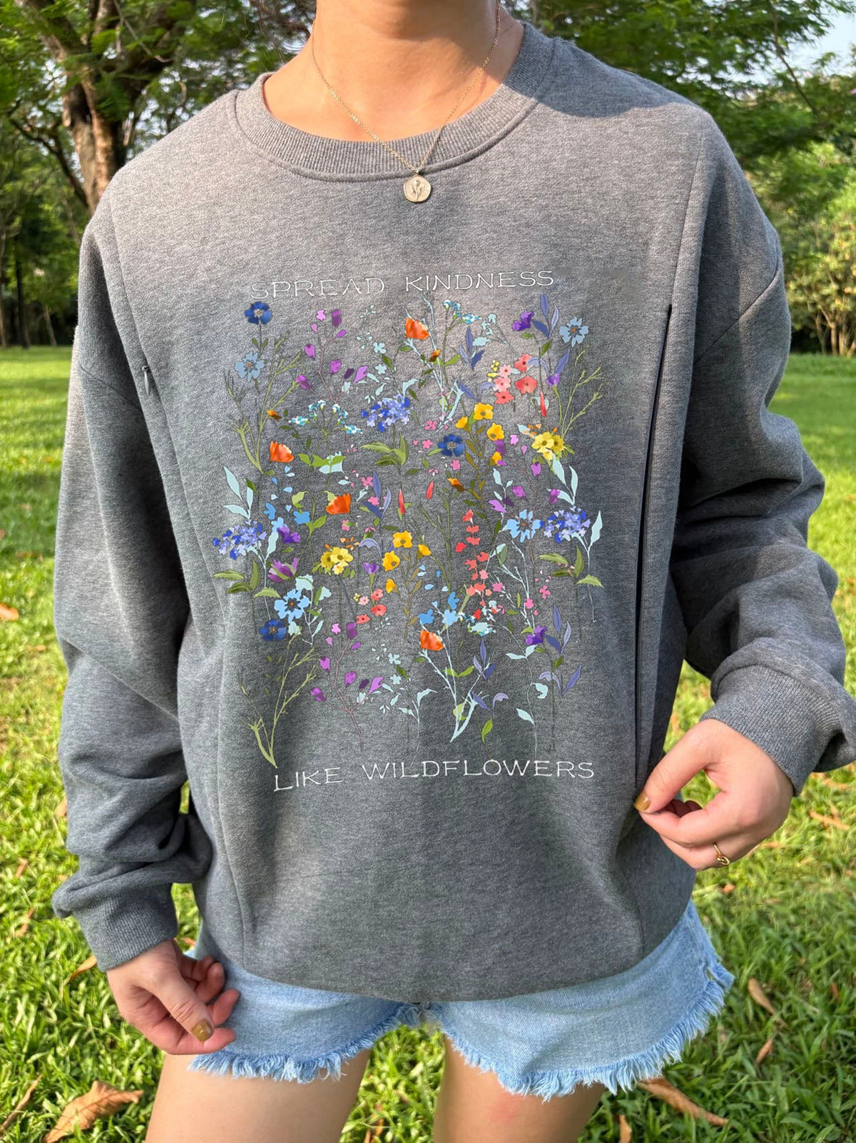 Spread Kindness Like Wildflowers Comfy Feeding-Friendly Sweatshirt