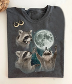 Racoons howling at the Moon Feeding-Friendly T-Shirt