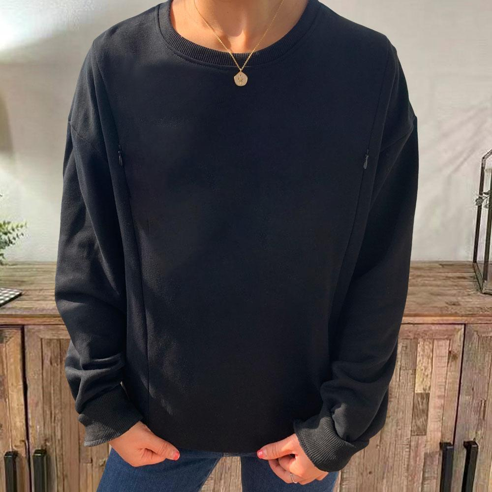 Mama's Plaid Color Feeding-Friendly Sweatshirt