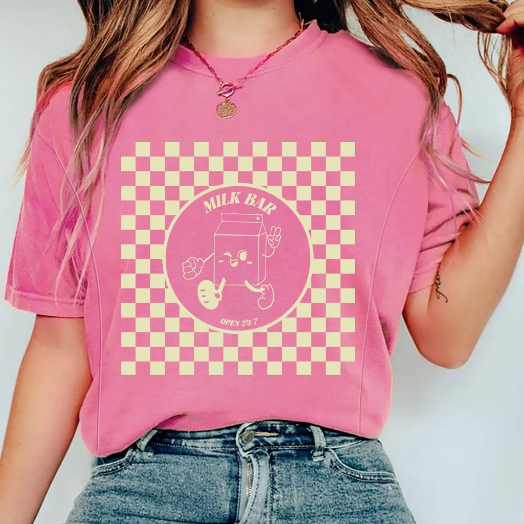 Checkered Milk Carton Feeding-Friendly Tee