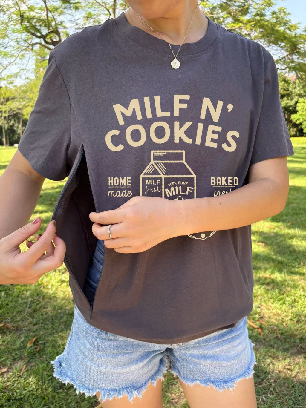 Funny Milf N' Cookies Feeding-Friendly T-Shirt