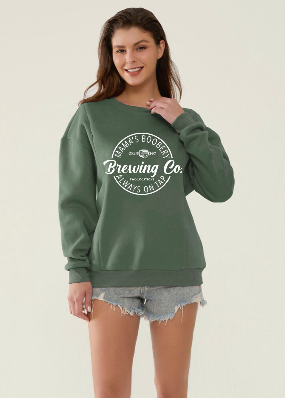 Mama's Boobery Zip Crewneck Feeding-Friendly Sweatshirt