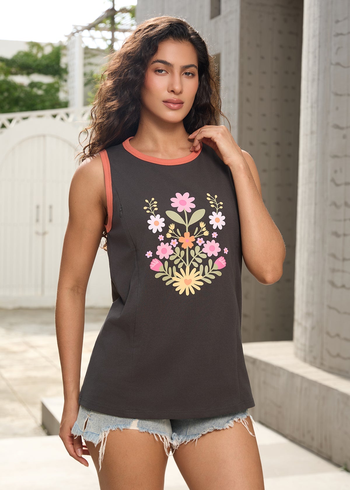 Casual Graphic Comfy Feeding-Friendly Tank Tops