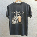 Raccoon Drinking Iced Coffee Feeding-Friendly T-Shirt