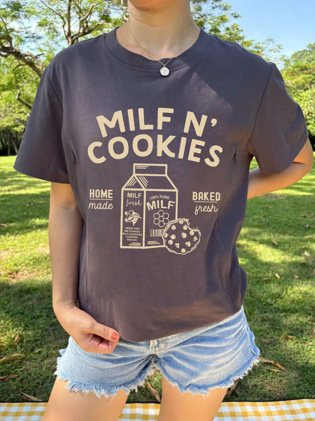 Funny Milf N' Cookies Feeding-Friendly T-Shirt