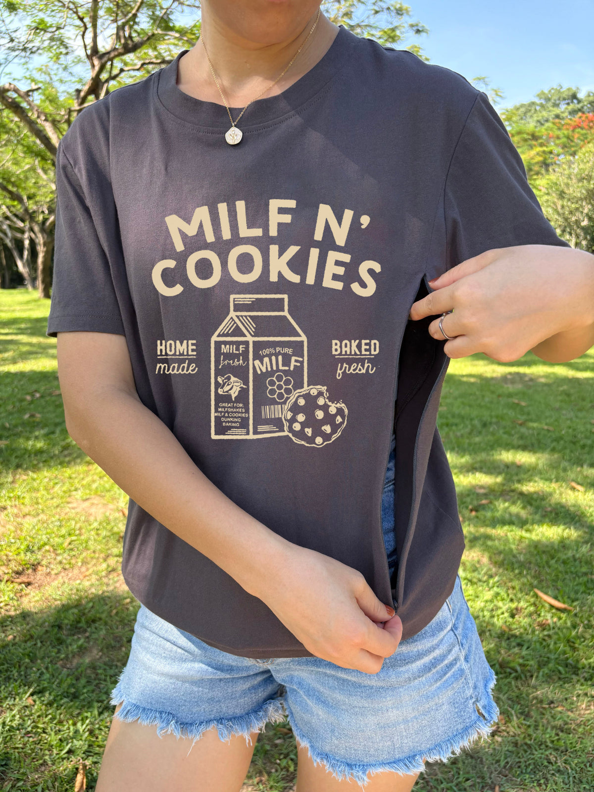 Funny Milf N' Cookies Feeding-Friendly T-Shirt