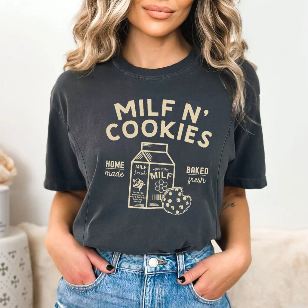 Funny Milf N' Cookies Feeding-Friendly T-Shirt