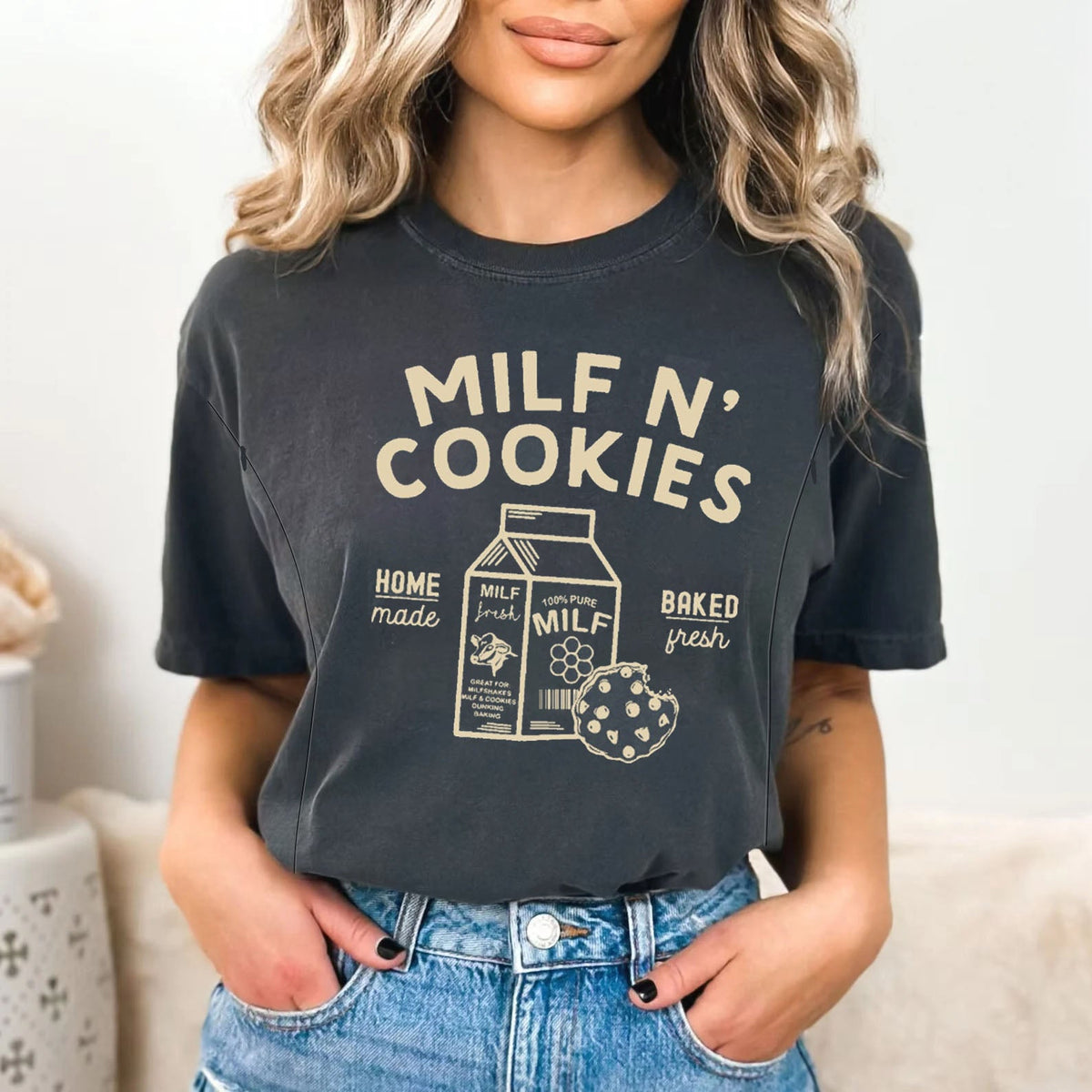 Funny Milf N' Cookies Feeding-Friendly T-Shirt