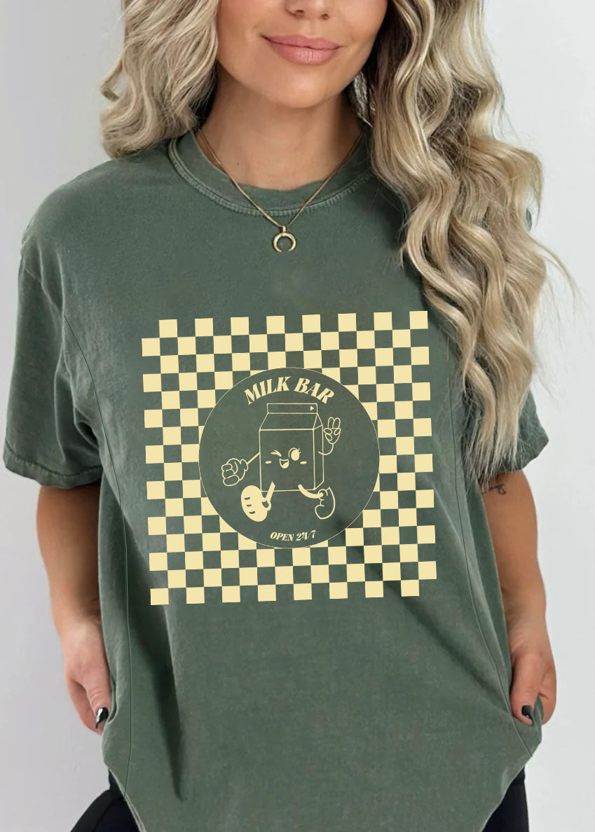 Checkered Milk Carton Feeding-Friendly Tee