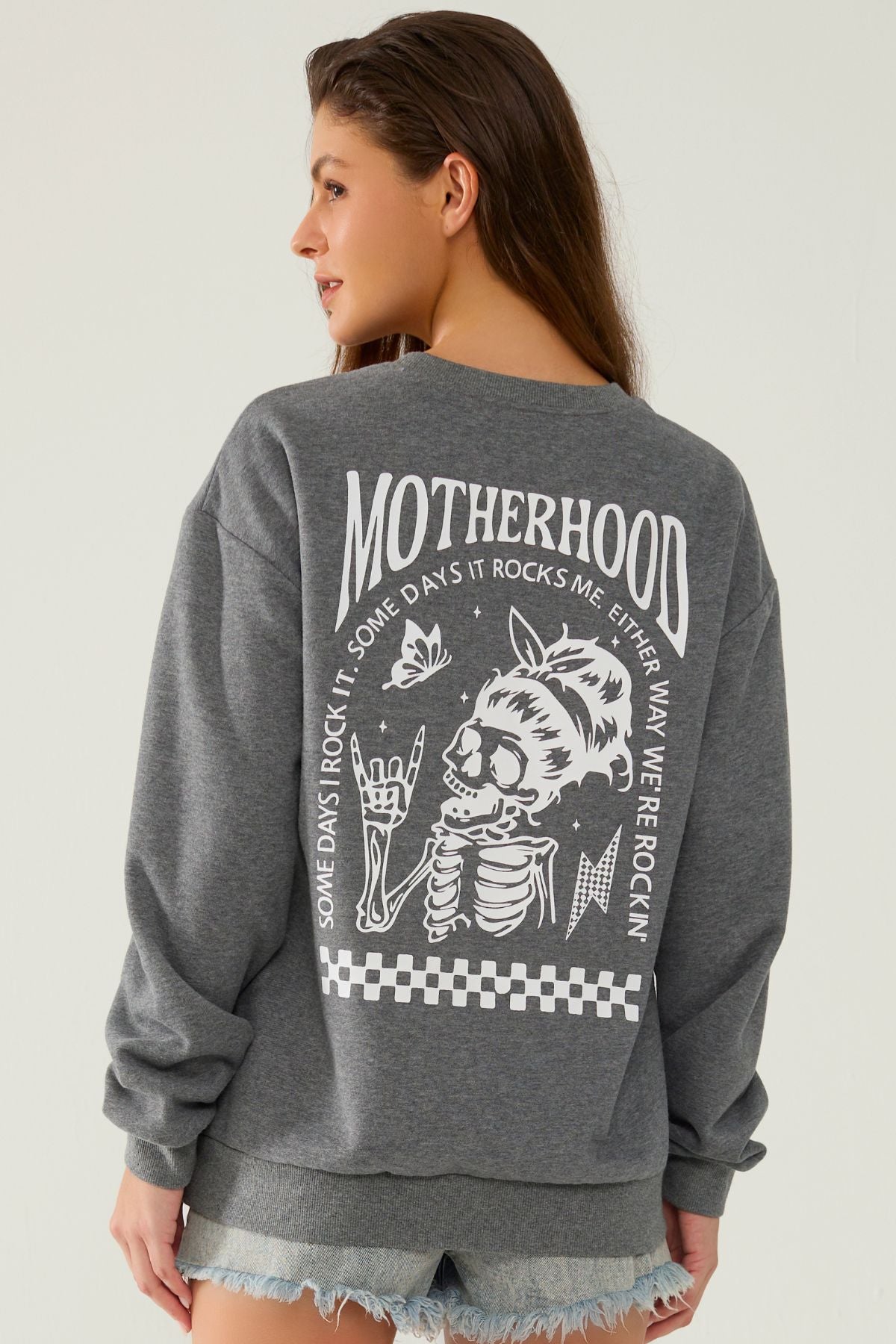 Motherhood Sometimes I Rock It Sometimes It Rocks Me Feeding-Friendly Sweatshirt