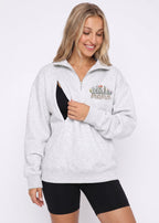 Embroidered Wildflower Mama Quarter Zip Feeding-Friendly Sweatshirt