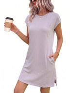 Casual Cap Sleeve Feeding-Friendly Sundress with Pockets