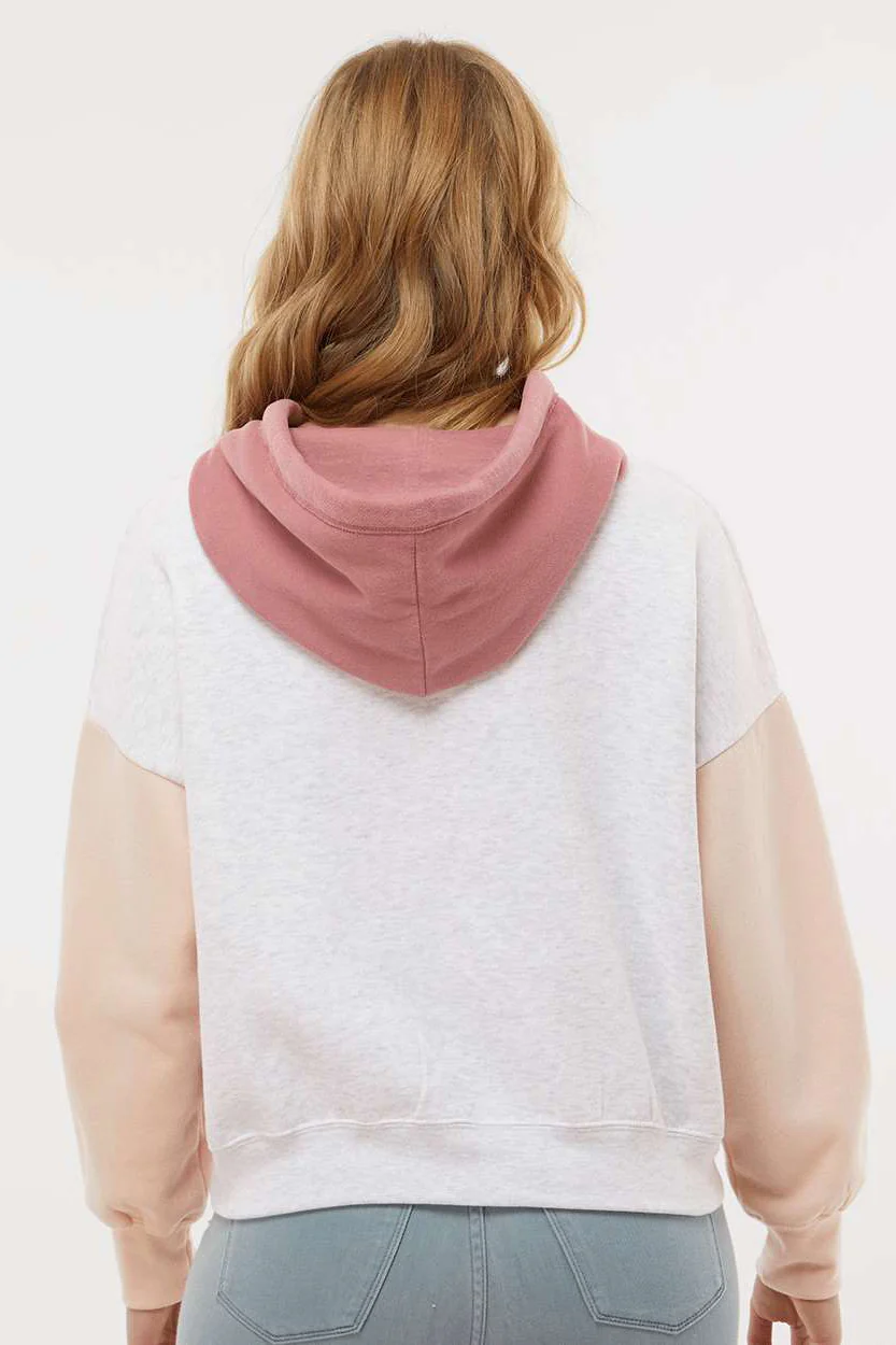 Embroidered Mama Color Block Feeding-Friendly Cropped Hoodie