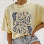 Vintage Birds and Flowers Graphic Feeding-Friendly T-Shirt