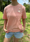 Faux Wild Flower Pocket Zip Feeding-Friendly T-Shirt