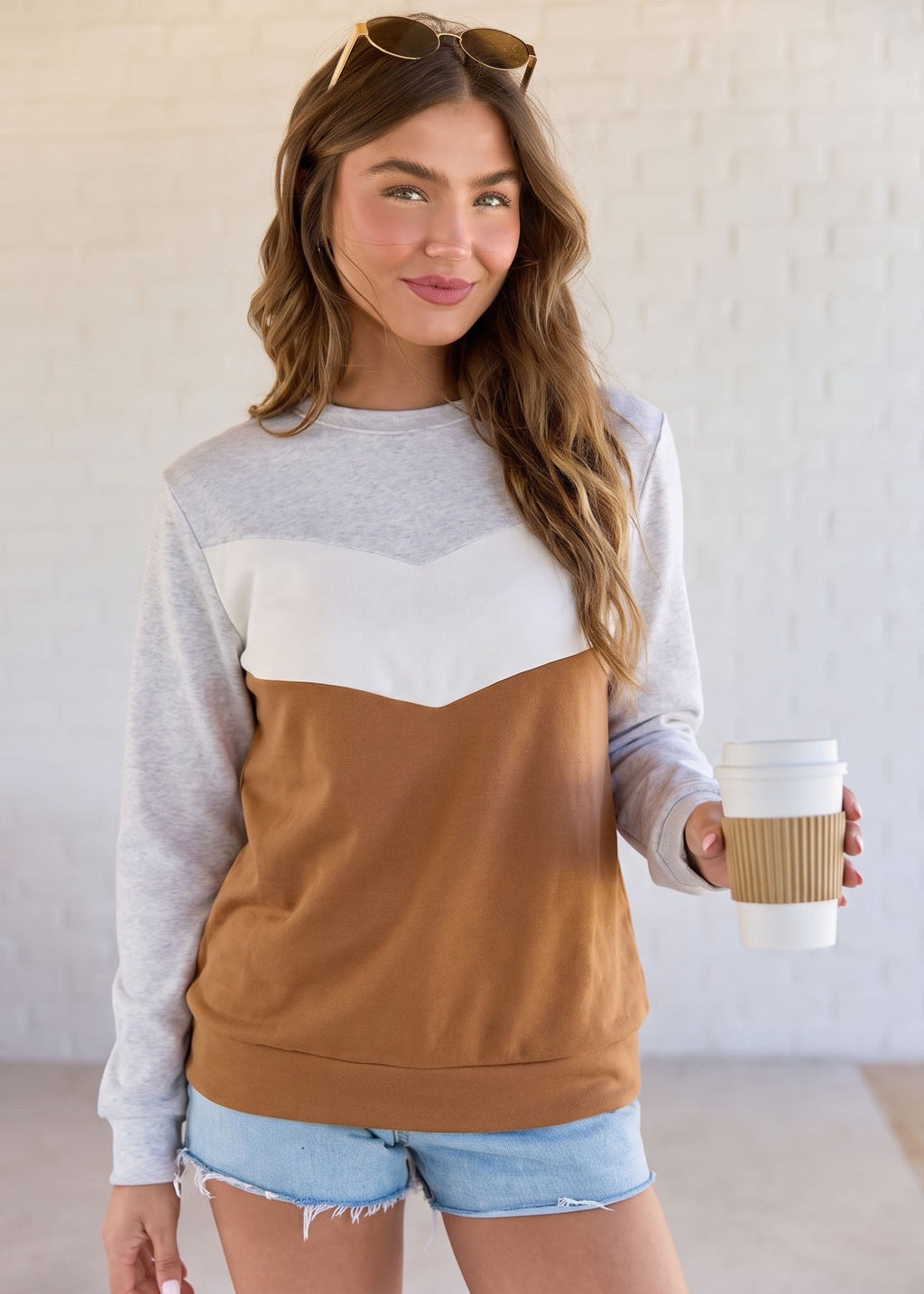 Mama Solid Color Patchwork Feeding-Friendly Sweatshirt