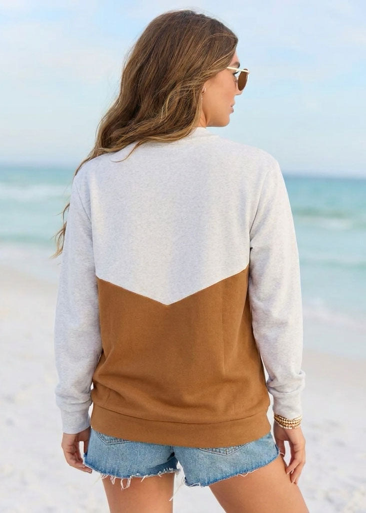 Mama Solid Color Patchwork Feeding-Friendly Sweatshirt