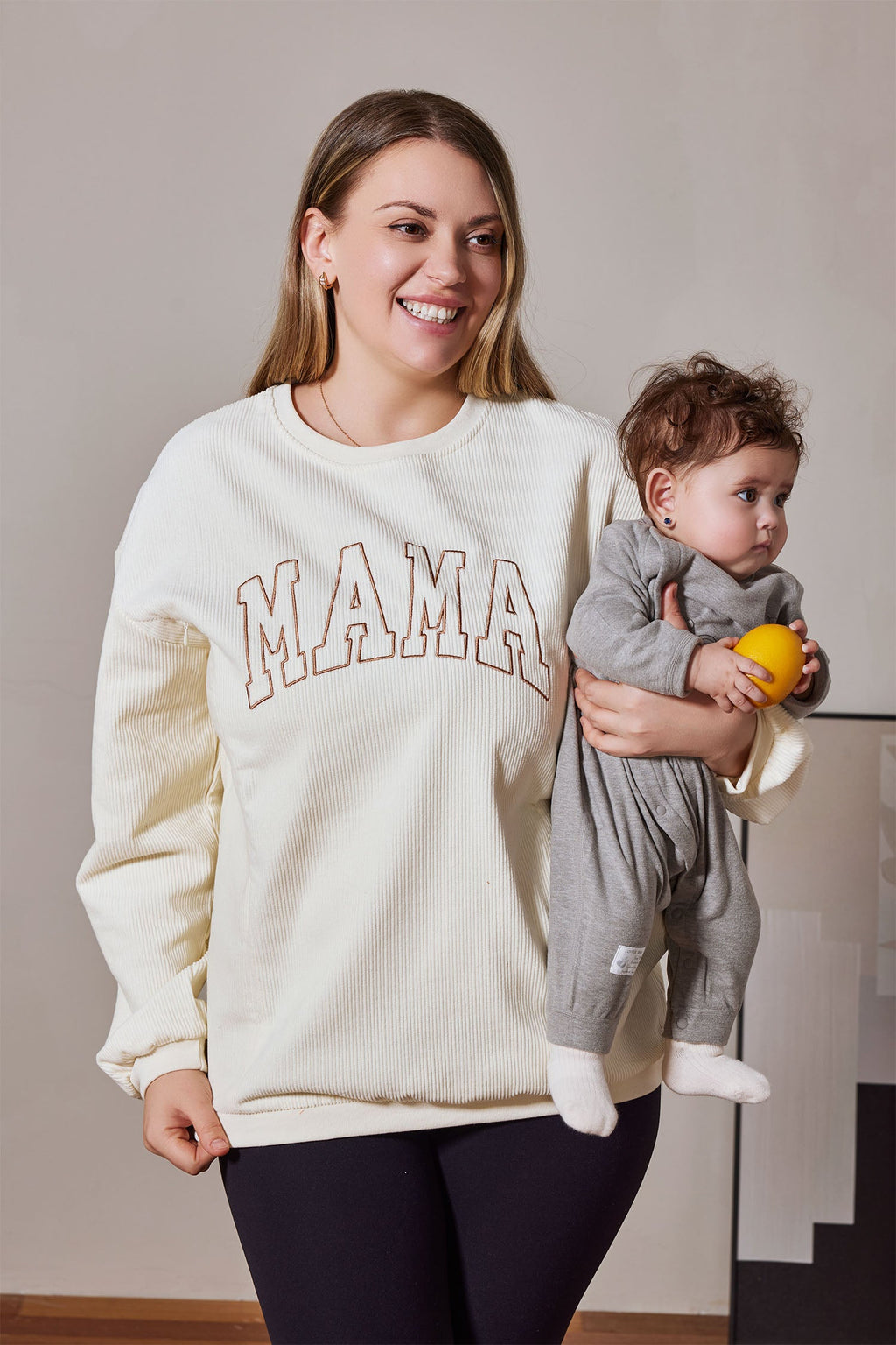 Corded Embroidered Mama Feeding-Friendly Sweatshirt
