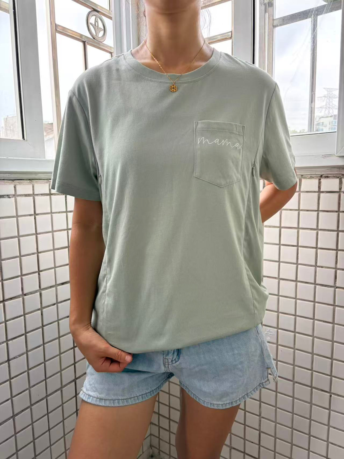 New Mama Feeding-Friendly Zip T-Shirt