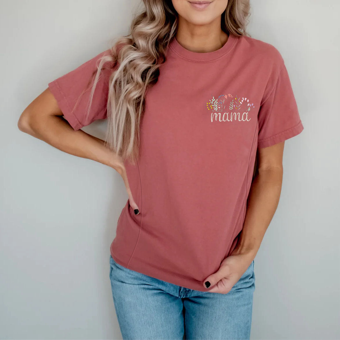 Floral Mama Embroidered Feeding-Friendly T-Shirt