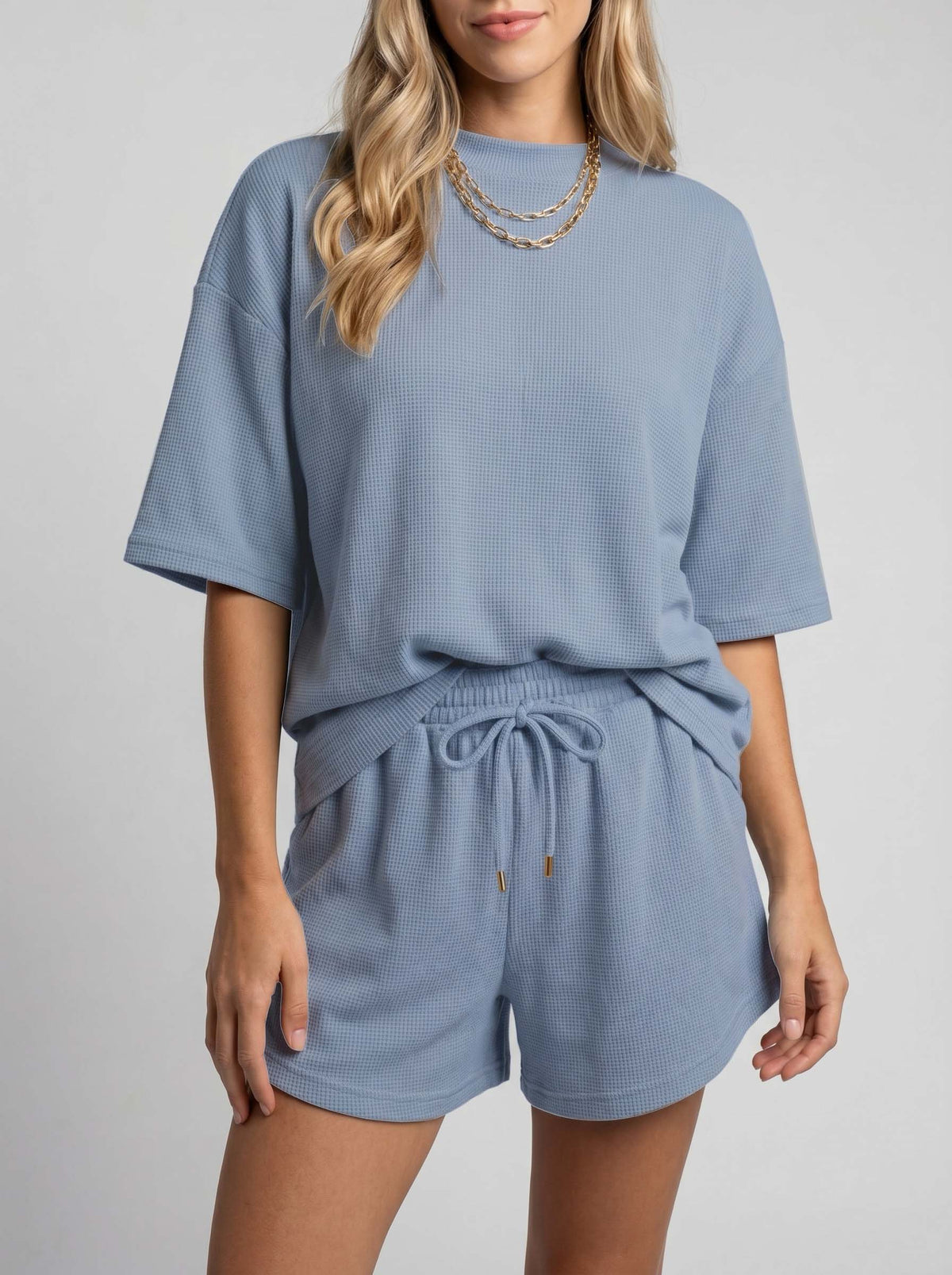 Oversized Waffle Knit Zip Feeding-Friendly Lounge Set