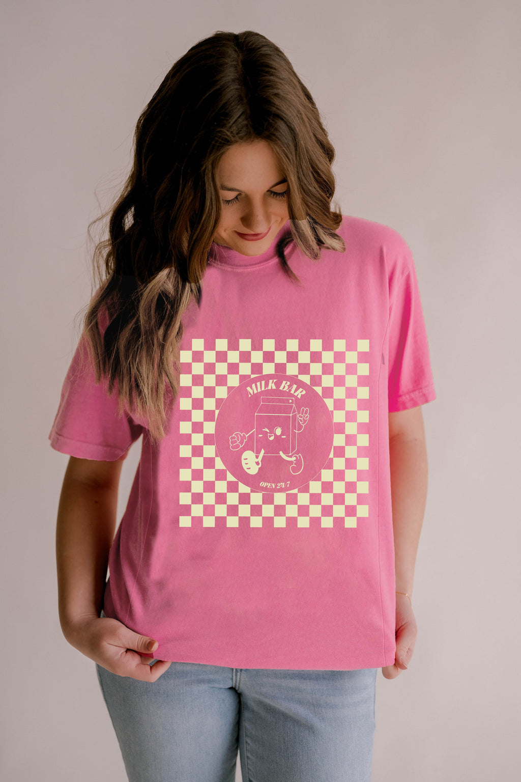 Checkered Milk Carton Feeding-Friendly Tee
