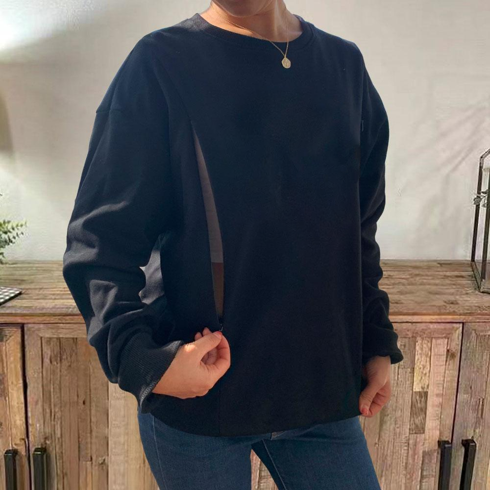 Mama's Plaid Color Feeding-Friendly Sweatshirt