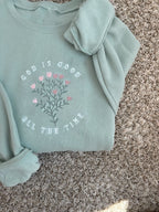 God Is Good Floral Embroidered Feeding-Friendly Sweatshirt