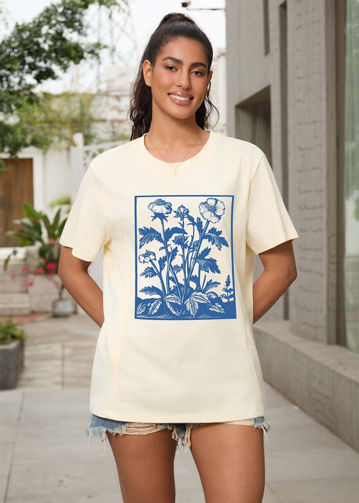 Vintage Wildflowers Graphic Feeding-Friendly T-Shirt