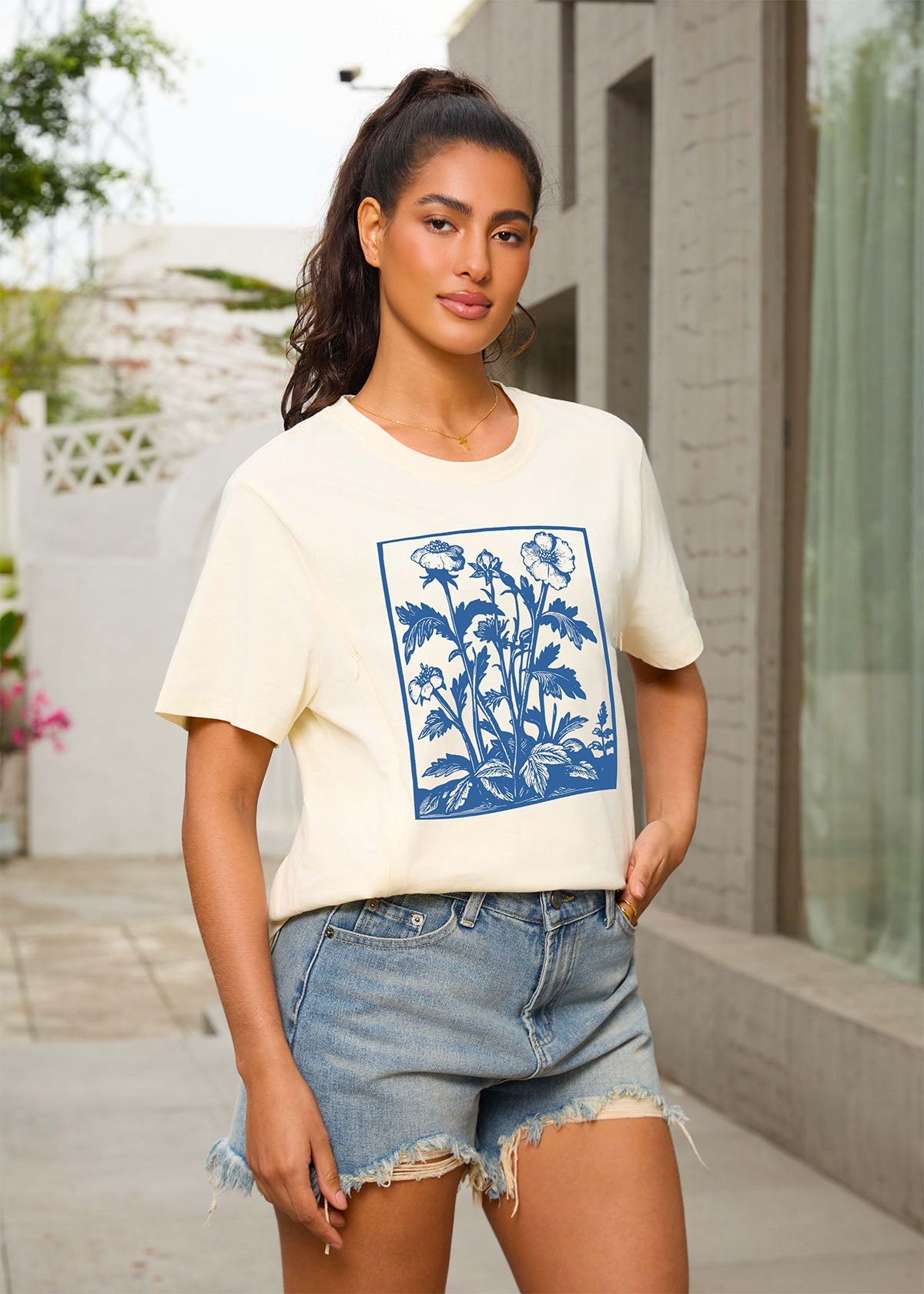 Vintage Wildflowers Graphic Feeding-Friendly T-Shirt