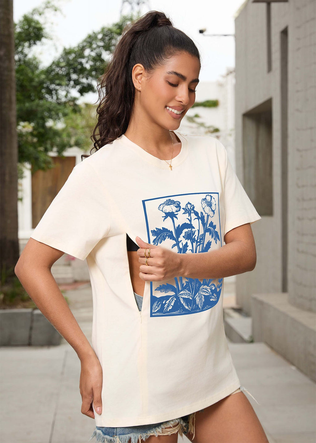 Vintage Wildflowers Graphic Feeding-Friendly T-Shirt