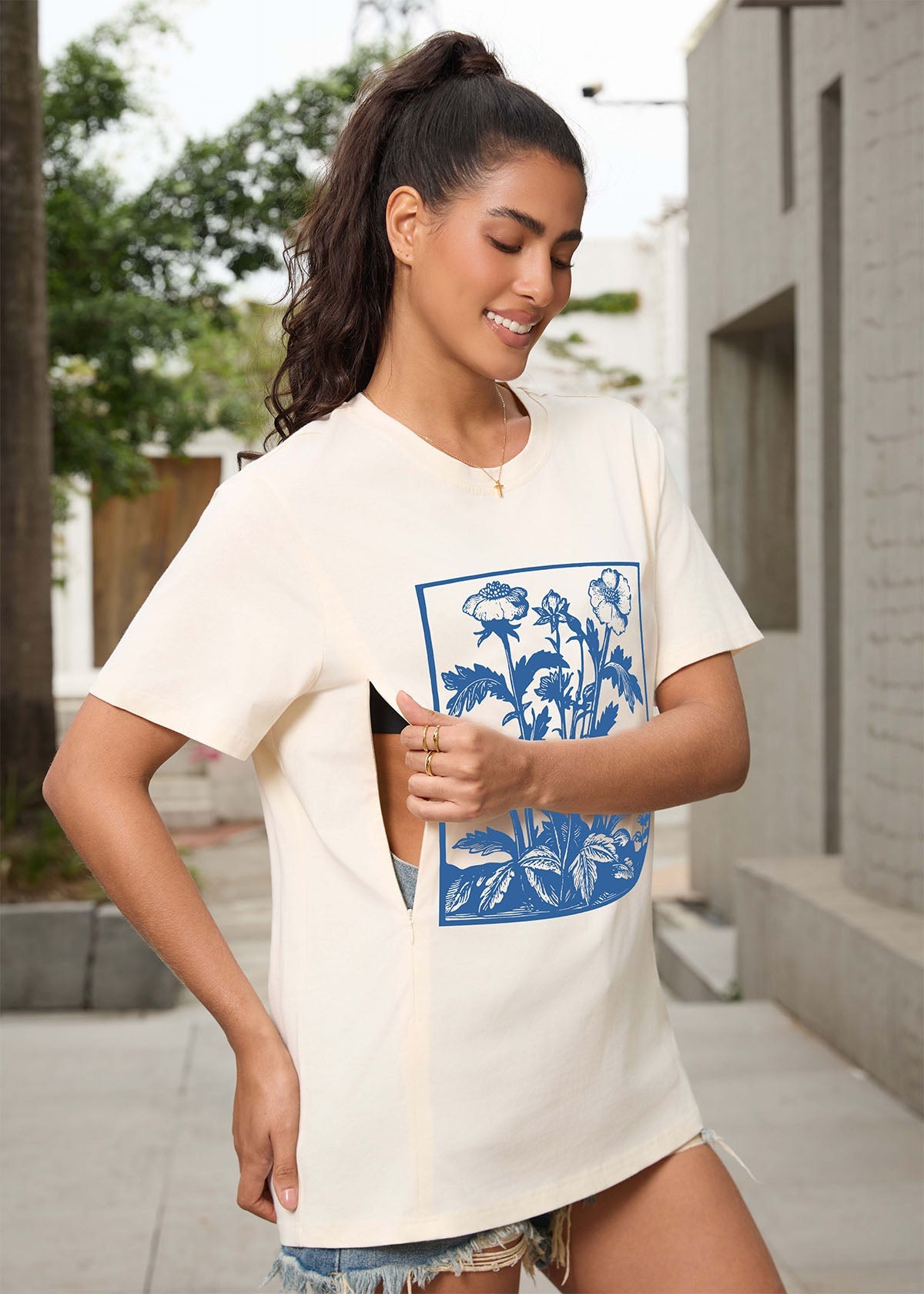 Vintage Wildflowers Graphic Feeding-Friendly T-Shirt