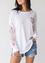 Oversized Cotton Doodle Long Sleeve Feeding-Friendly T-Shirt