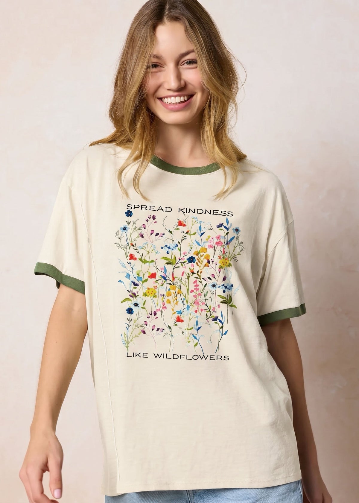 Oversized Spread Kindness Wildflower Feeding-Friendly T-Shirt