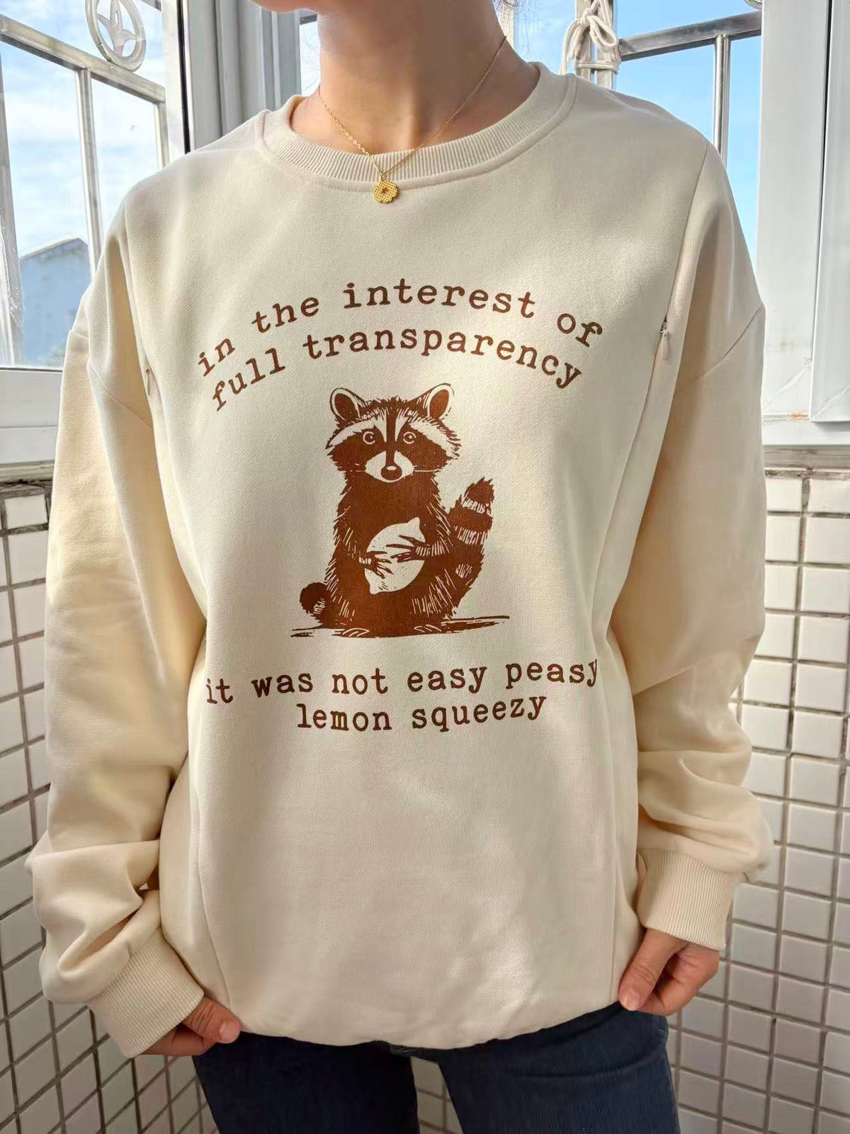 Funny Raccoon Feeding-Friendly Sweatshirt