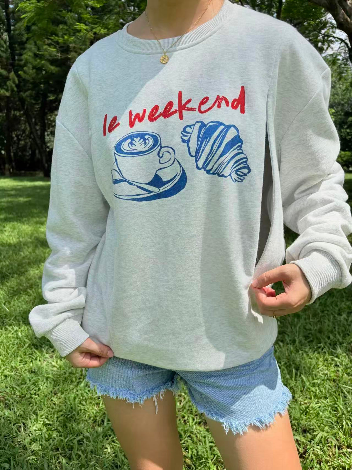 Weekend Feeding-Friendly Sweatshirt