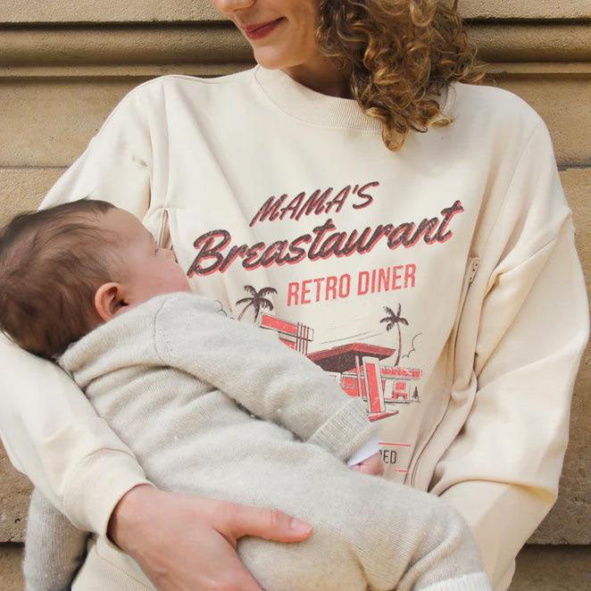 Mama's Breastaurant Feeding-Friendly Retro Sweatshirt