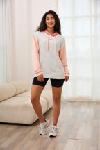 Colorblock Feeding-Friendly Hoodie With Pocket